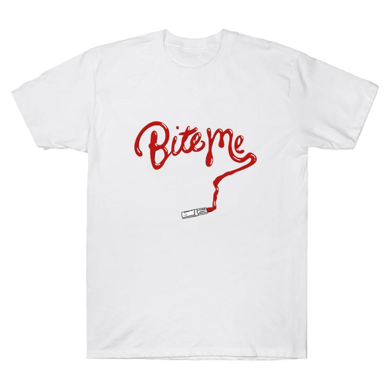 

Bite Me Lipstick Tee Reneé Rapp Fashion Graphic T Shirts Men Women Retro High Quality Cotton Oversized Tops Streetwear Clothing XXXXXL чорний