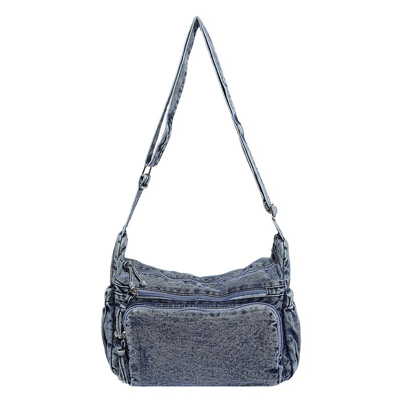 

Vintage Denim Shoulder Bag Women s Large Capacity Messenger Bag Adjustable Strap Ladies Crossbody Bag Multi-pockets Satchel Bags