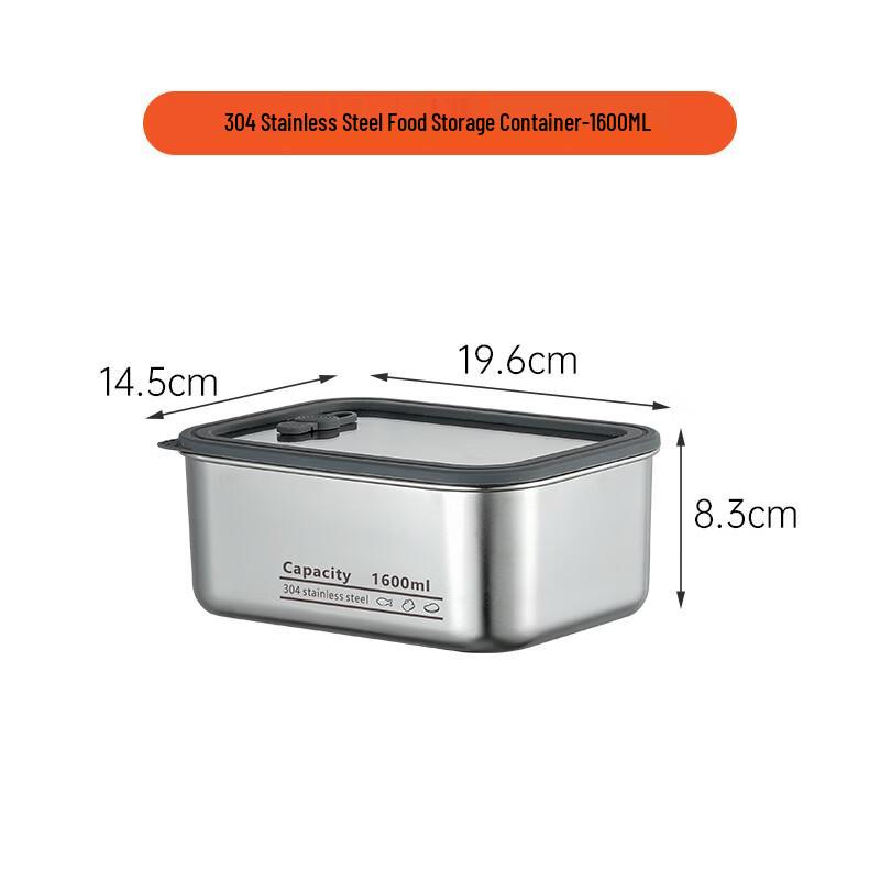 

ZISIZ 304 Stainless Steel Food Storage Container with Glass Lid, 1600ml