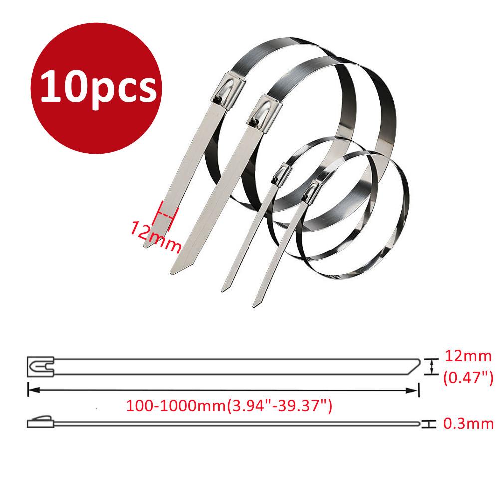 

10 20 50 100 200 Pcs 12mm 0.47 inch Exhaust Wrap Multi-Purpose 304 Stainless Steel Metal Cable Tie banding self-locking zip ties 12x100mm
