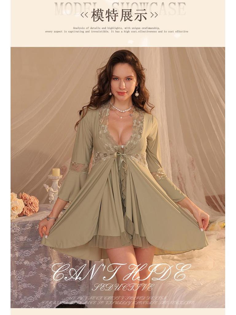Elegantes Damen Sommer-Camisole-Kleid & Nachthemd-Set mit Spitzenbesatz und Brustpolstern