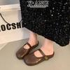 Leather Mary Jane shoes with soft soles are not tired of feet, women's shoes bag head half slippers, summer wear new models with skirts, lazy shoes