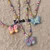 Simple color gradual change painted butterfly beaded necklace women's fashion temperament high sense sweet cool wind versatile collarbone chain