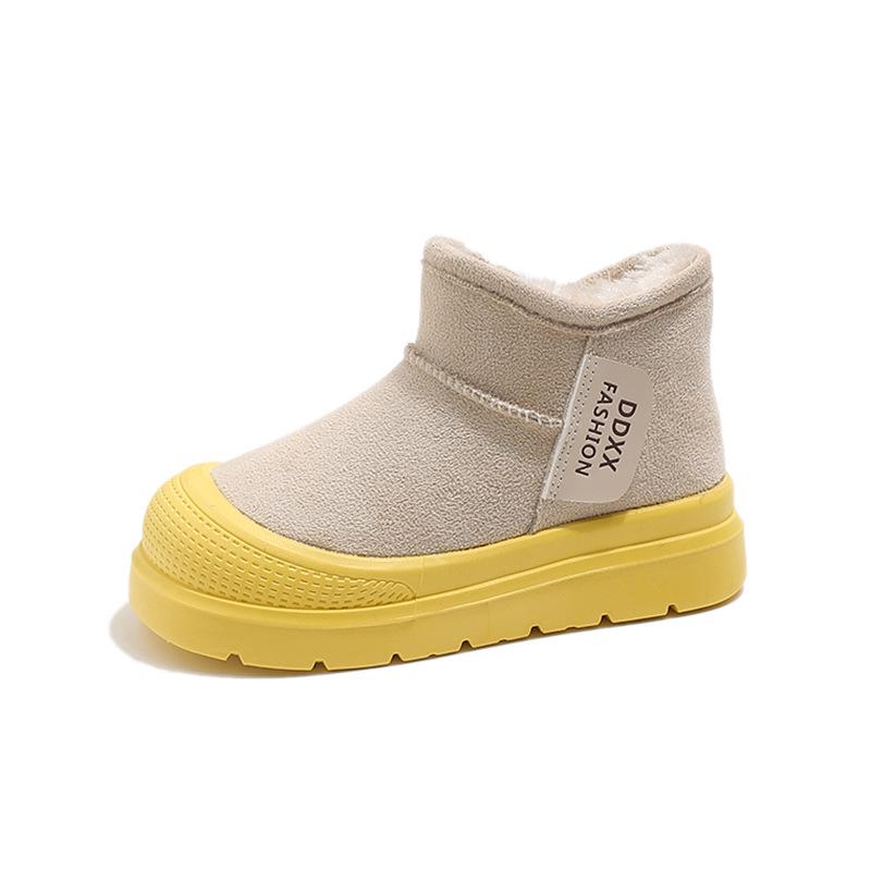 Bottes d'hiver 2025 doublées polaire pour enfants, Chaussures de neige chaudes anti-choc pour garçons et filles, Conception à bout fermé.