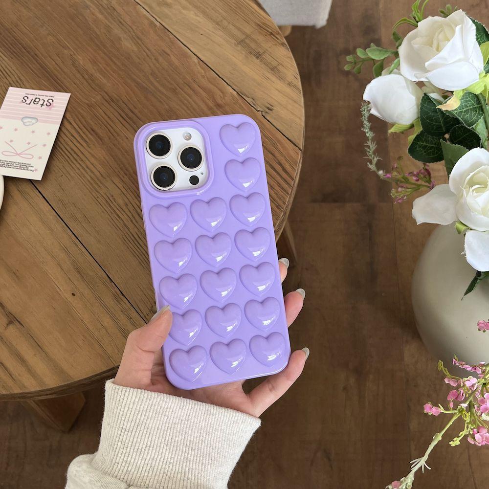 INS Stylish 3D Heart Design Mobile Phone Case for iPhone 16 Pro Max 15 Y2K 15 Plus-Trending Protective Shockproof Cute Cover