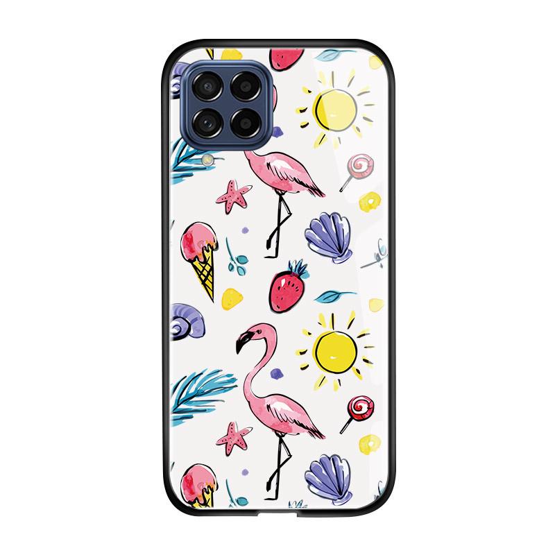 For Samsung A15 A35 A55 A73 S24 Xiaomi 13T 12T 11T Redmi Note 13 Pro 12 11 Pro 12S iPhone 16 15 14 Cute Pink Flamingo Case Shockproof Glass Cover