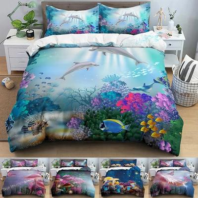 Zestaw pościeli Dolphin Deep Sea Poszewka na kołdrę Butterfly Mushroom 3D Queen Twin King Pokrowce na kołdrę Narzuta Tekstylia domowe