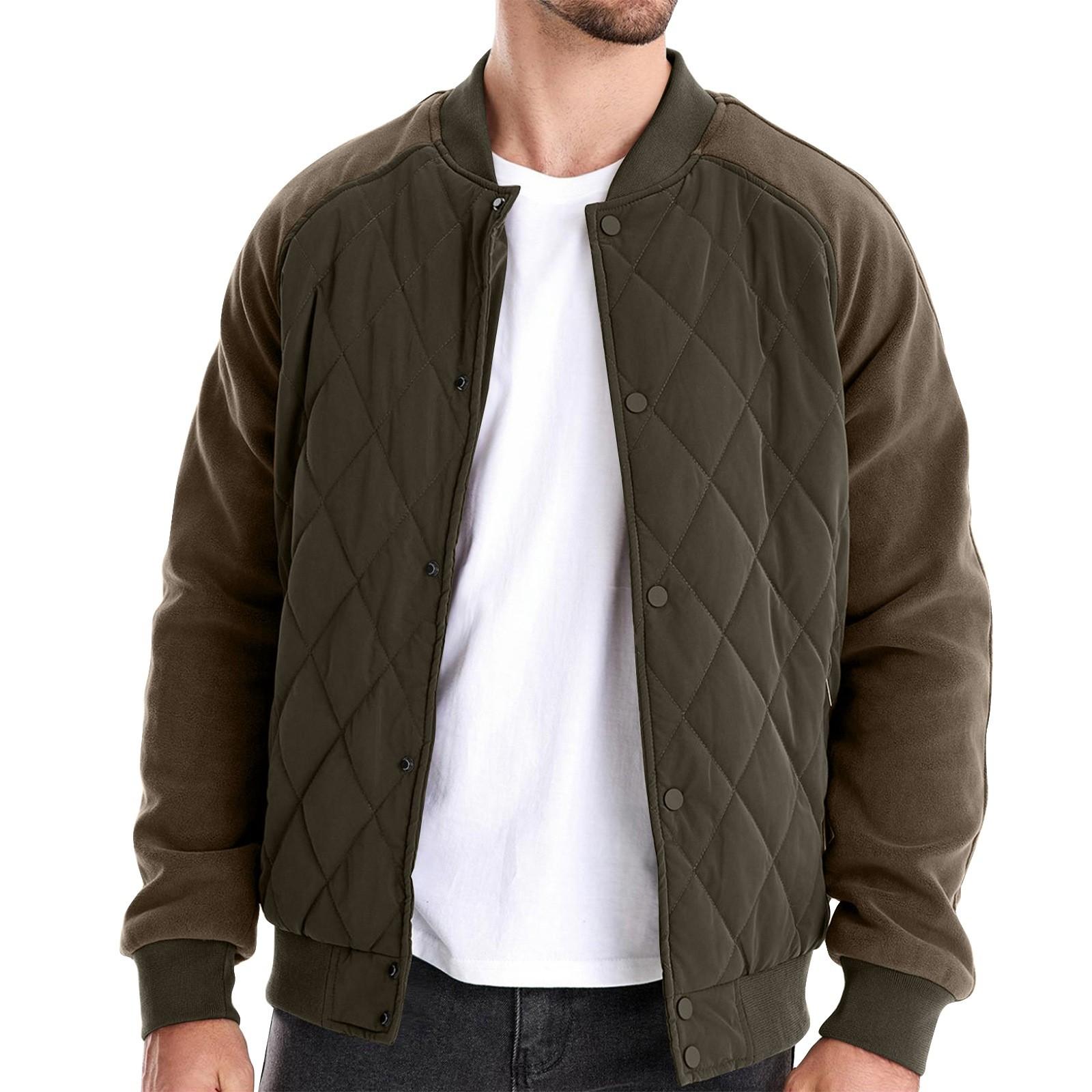 

Мужская зимняя однотонная флисовая стеганая утолщенная куртка Мужская повседневная куртка с рукавом реглан L зелёный