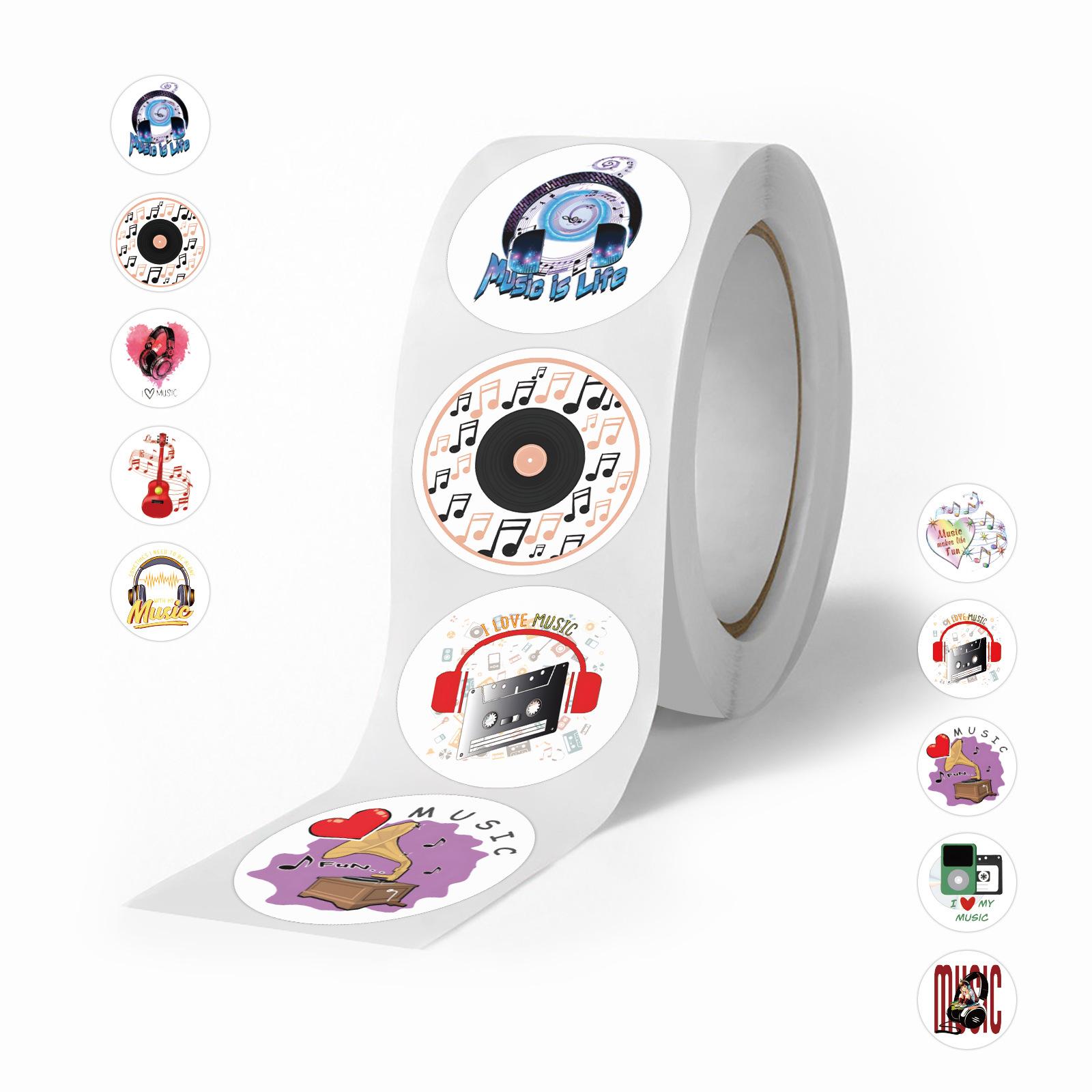

500 Stickers/Roll Cartoon Music Creative Tape Do-It-Yourself Decorative Material Guitar Hand Tent Tape Sticker