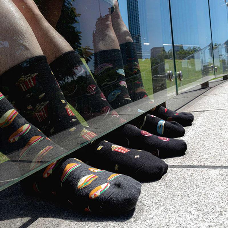 High Quality Fashion casual men's socks cartoon food car series fun women's socks