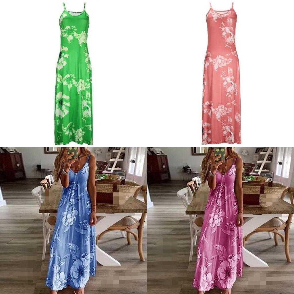 Women's Oversized Floral Printed Sleeveless Maxi Dress For Summer Holidays