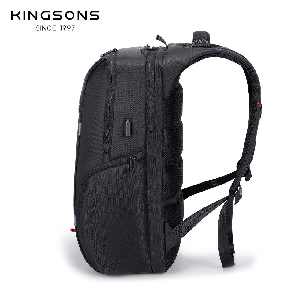 Men’s Backpacks Kingsons For 15.6,17 Inch Laptop With Type-C USB Charging Port Waterproof Business Black KS3140-AC/AD