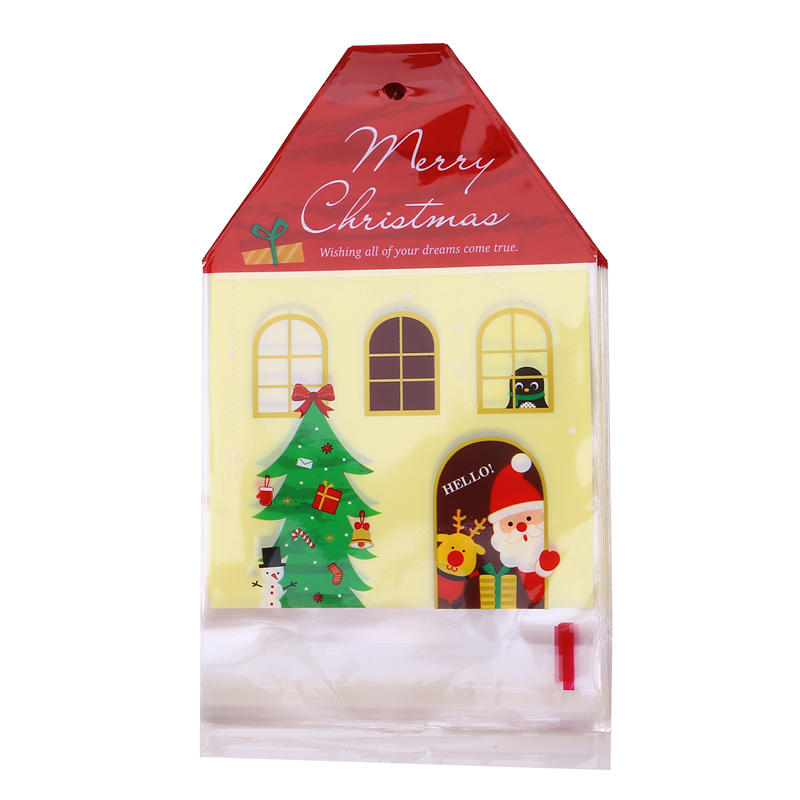 50Pcs Cute Christmas Cellophane Treat Bags Small Clear Gift Candy Cookie Goodies Bag for Holiday Party Favors
