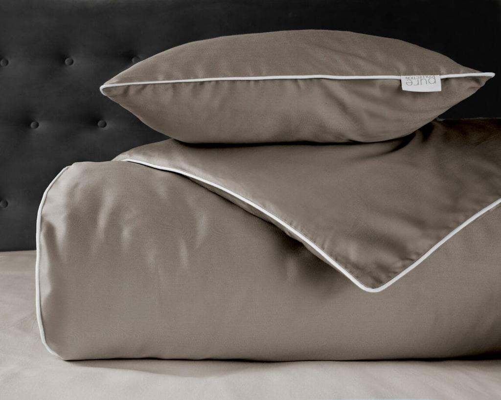Pure cotton makosatin bedding set 180x200 c. beige taupe premium