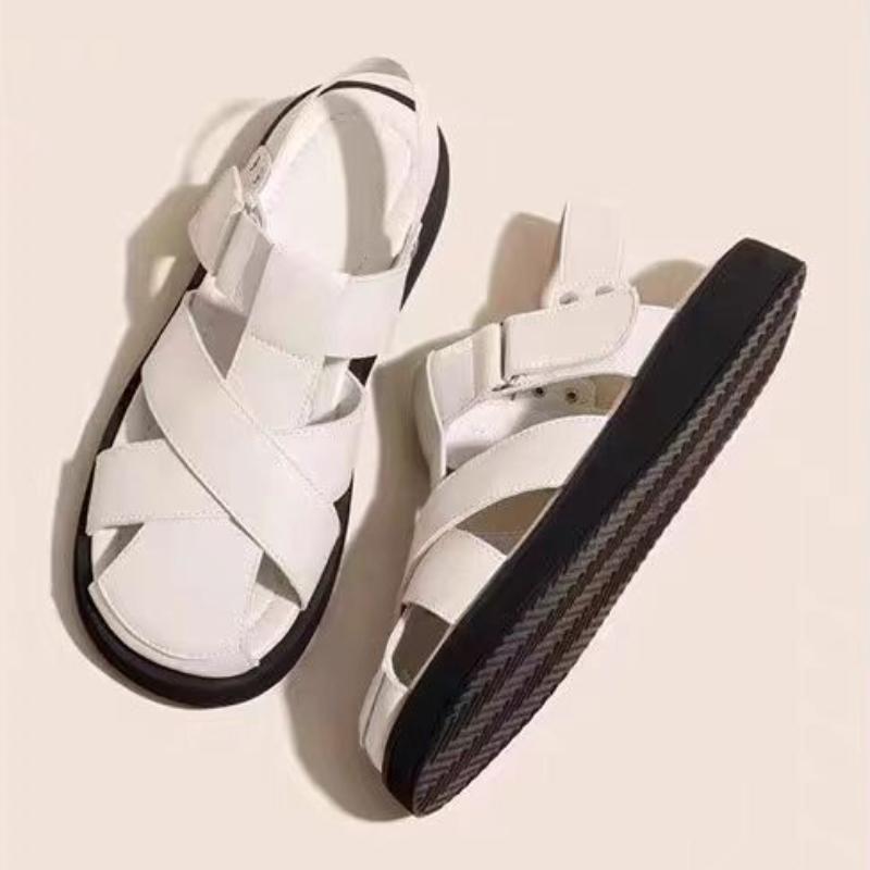 Fashion Closed-toe Roman Sandals for Women, Wear Outside In Summer 2024, with Skirt, Flat-bottomed and Comfortable Hollow Pig Cage Shoes