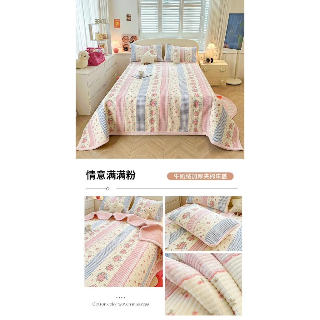 Thickened Milk Velvet Bed Cover for Autumn and Winter, Warm Cotton Bed Sheet with Velvet Mattress, Tatami Bedding