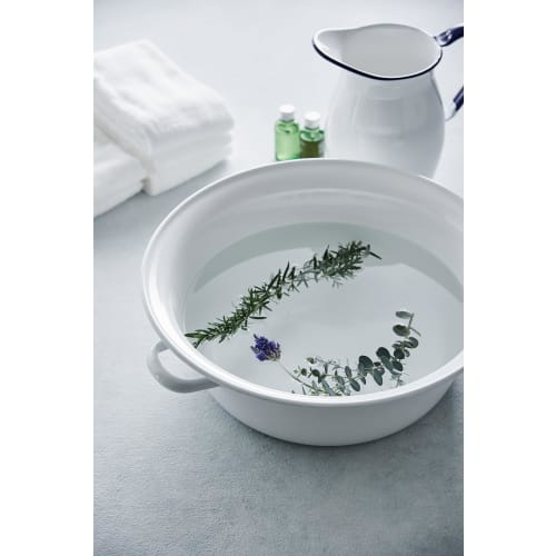 Nodahoro Japanese-made Enamel Basin, 40cm, TA-40, White, Foot Care, 10 Liters (x 1)