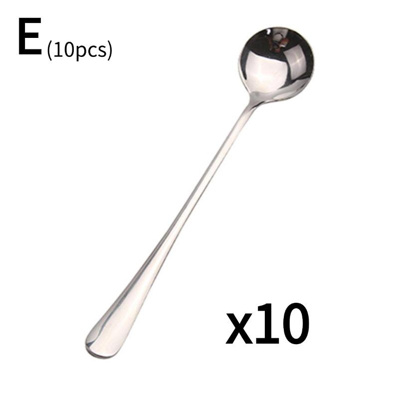 5/10pcs Stainless Steel Long Handle Ice Tea Spoon Coffee Spoon Ice Cream Stirring Spoon Household Kitchen Accessories
