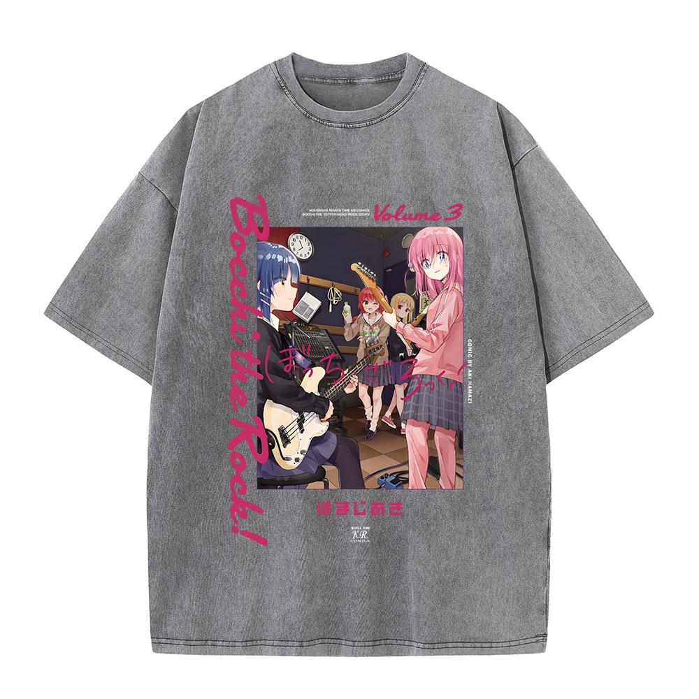 

Хлопковые выстиранные футболки Ретро Панк Готика Аниме Принт Гото Хитори Футболки Харадзюку Повседневный Винтажный Топ Футболка с коротким рукавом 3XL