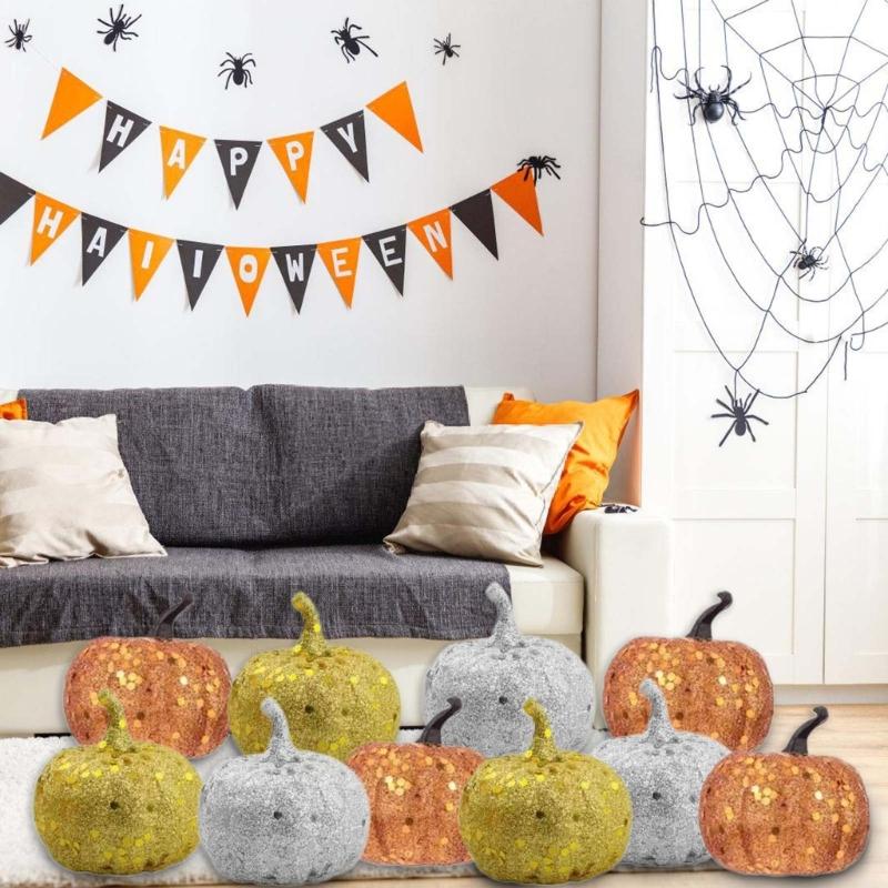 12Pcs Artificial Pumpkins Vegetable Photography Props for Fall Halloween Thanksgiving Porch Holiday Party Decorations
