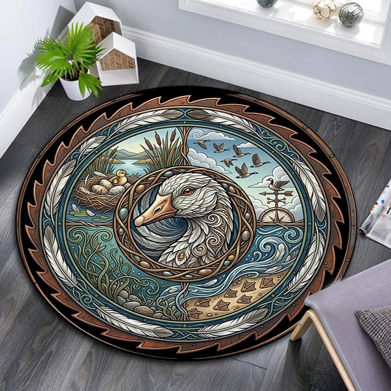 Duck Family Nature Round Area Rug Under Office Chairs Bedroom Living Room Home Decor