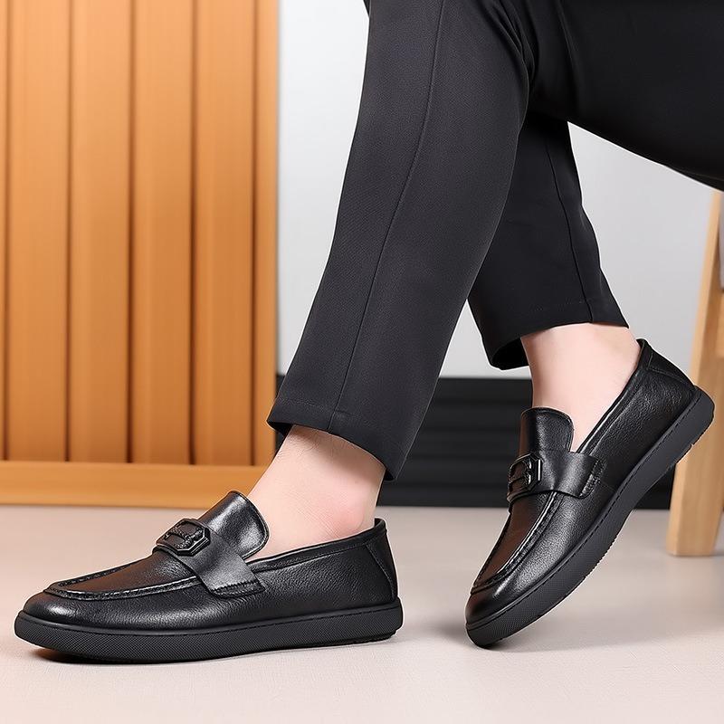 The First Layer of Cowhide Men's Business Casual Shoes Doudou Shoes Genuine Leather Shoes British Soft Surface Loafzhong Men's Shoes