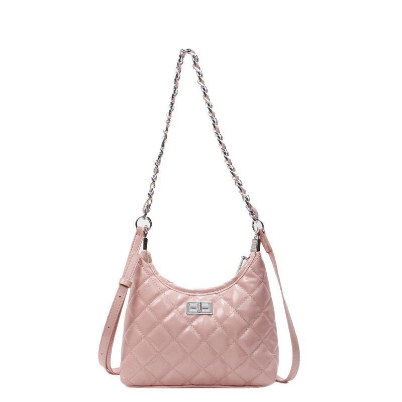 Rhombus chain bag new high-end texture niche versatile single shoulder crossbody armpit tote bag