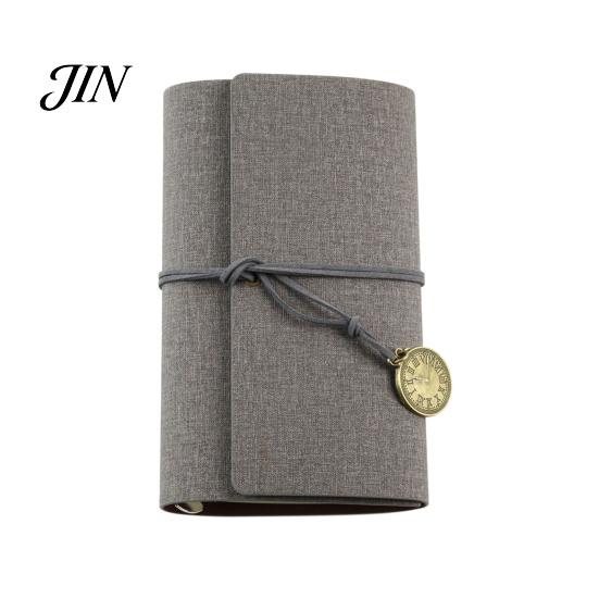 Durable Cover Notebook Faux Leather Writing Journal Notebook, 6 Ring Loose Leaf Binder, 7 Inch Diary Sketchbook with Clock Pendant for Travel Business