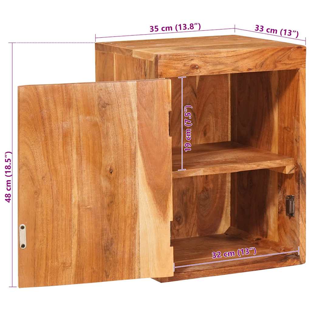 Nightstand Brown 35 X 33 X 48 Cm Solid Acacia Wood