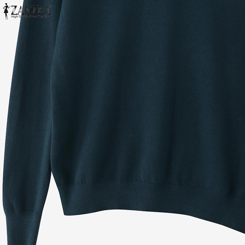 ZANZEA Autumn Spring Women V Neck Long Sleeve Stretch Casual Knitwear Sweater Undershirts