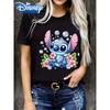 Disney Stitch Cartoon Printed Women T-shirt SpringSummer Casual Short Sleeve T-shirt Soft and Comfortable Casual Party Dress Y2K