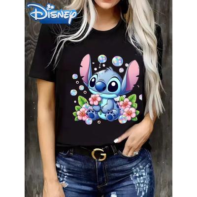 Disney Stitch Cartoon Printed Women T-shirt SpringSummer Casual Short Sleeve T-shirt Soft and Comfortable Casual Party Dress Y2K
