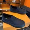 Zapatos de lona de moda para hombre, color negro liso, informales, transpirables, cómodos, sin cordones, planos, ligeros, para hombre