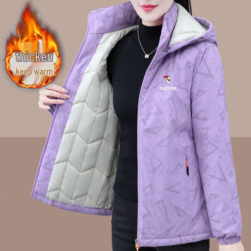 2024 Damen Winter Kapuzenjacke Warm Baumwolle für Mittelalte und Ältere