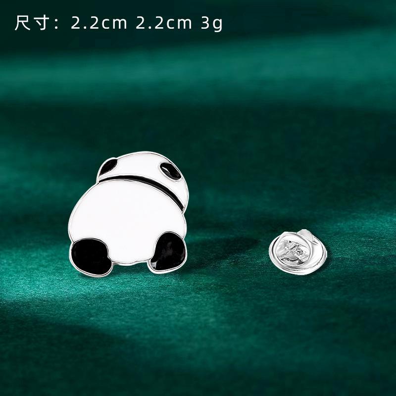 Chinese style panda brooch cute animal bag badge clothing bag accessories bamboo giant panda chain collar pin