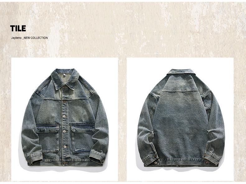 Men's Autumn 2024 Vintage Denim Workwear Jacket - Classic, Cool, Tough Style