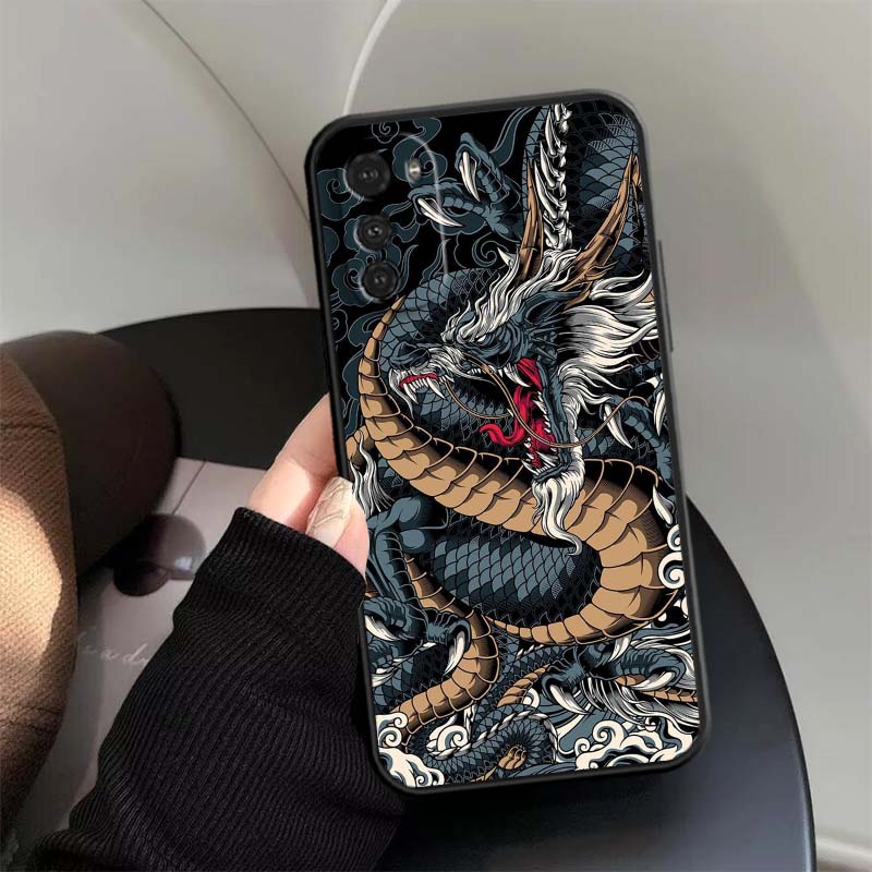Fashion Dragon Illustration Phone Case For Motorola G85 Edge 50 G24 G35 G14 G04 40 G72 G34 G G54 G13 G32 5G Black