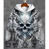 Vintage Cool 3D Print Schedel Graphics Hoodie Met Trekkoord Comfortabel Super Dalian Lange Hoodie Sweatshirt Kleding voor Lente en Herfst