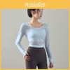 T Shirt Women Long Sleeve Polyester Sexy Back Tie Yoga Top For Workout And Casual Wear