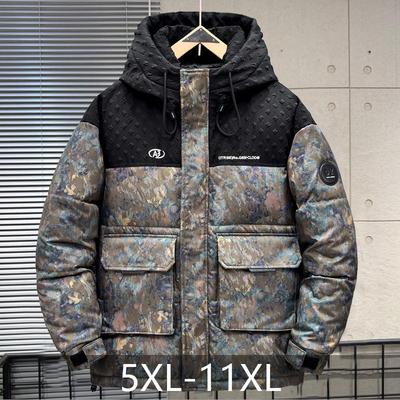 Taglie Forti 5XL-11XL Moda Parka da Uomo Inverno Cappotto Oversize con Cappuccio Casual Largo Spesso Caldo Capispalla Giubbotti da Uomo