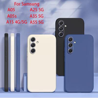Ruudukujuline vedeliku silikoonist telefoniümbris Samsung Galaxy A15 A25 A35 A05 A05S A55 4G 5G jaoks, matt, pehme, kukkumisvastane tagakaas, Fundas