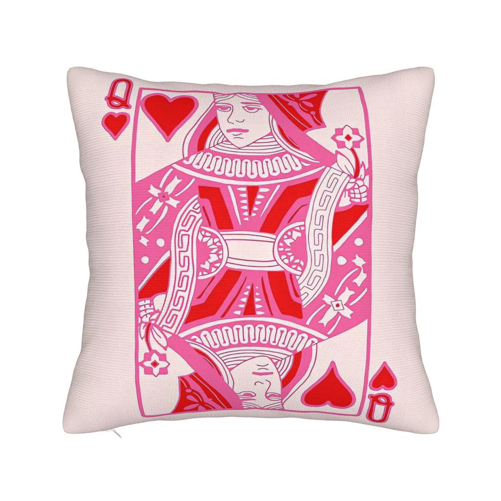 Queen Of Hearts In Pink Themed Elegant Living Room Accent Double Sided Print Cushion Cover for Modern and Minimalist Interiors
