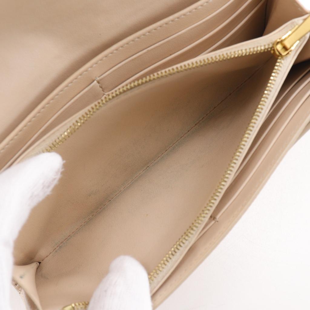 Celine Large Flap Wallet Purse Beige Calfskin Women Used