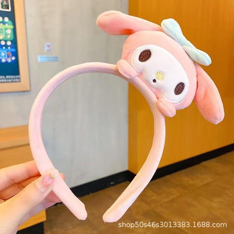 Cute And Charming Sanrio Kuromi Melody Doll Facial Wash Makeup Hairband Cinnamoroll PompomPurin Sweet Non Slip Elastic Hair Accessories