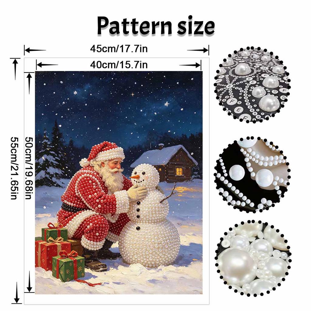 Santa Claus Snowman Pearl Painting Kit Winter Holiday Decor DIY Sparkling Bead Art Canvas Mindful Craft Gift Unique Home Hobby Kit