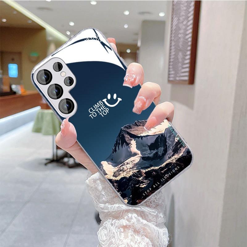 Snow Mountain Is Suitable for Samsung S24ULTRA Mobile Phone Case S23 Glass Mirror S22 Trendy Brand A52A54 Boys New A14