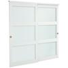 Sliding Closet Door, 1829mm (Double 940mm) x 2032 mm, 3-Lite Frosted Glass Bypass Sliding Doors with Hardware Kit, Solid Wood & MDF Slab with