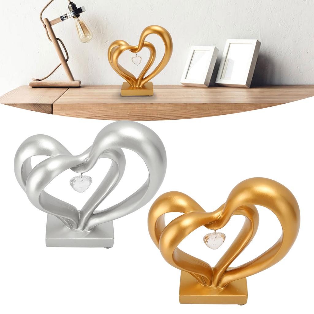 Sculpture Double Cœur Résine Statues Cœur Romantique Sculpture d'Amour pour Couple Statue d'Amour Statues Cœur Mariage Anniversaire