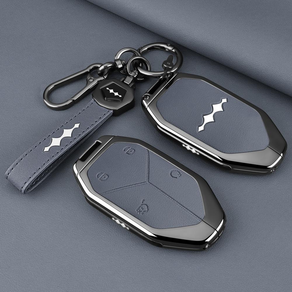 Car Leather Key Fob Cover For BYD Equation Leopard Titanium 7 2025 Remote Cover Case Shell Keychain Ring Holder Accessories