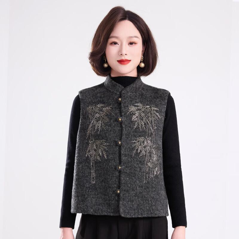 Fengxun Damen-Weste im Neo-Chinesischen Stil, 100% Wolle